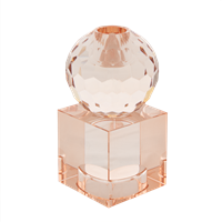 Candle stick crystal l.pink 12 cm